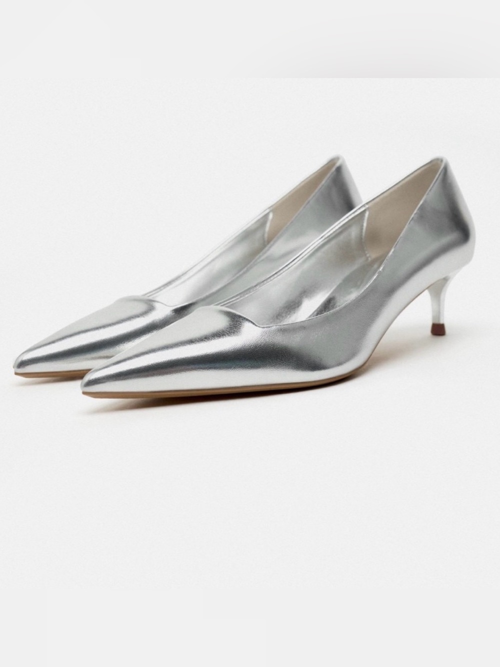 J. Crew Metallic Silver Pointed Toe Flats